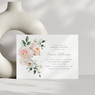Invitation Blush Roseau Mariage Aquarelle Pivoine Floral