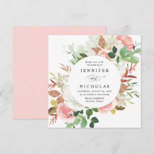 Invitation Blush Spring Floral   Cadre Rond Mariage