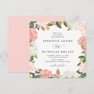 Invitation Blush Spring Floral   Mariage Carré
