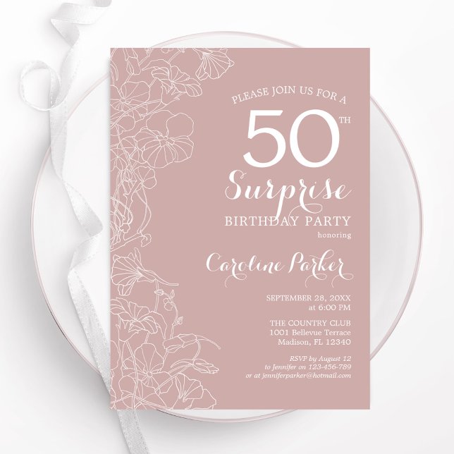 Invitation Blush Surprise 50e anniversaire (Créateur téléchargé)