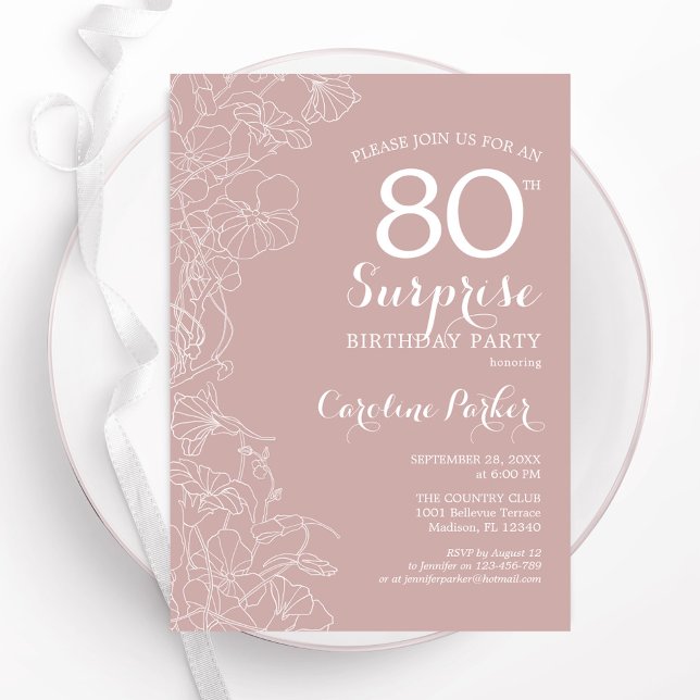 Invitation Blush Surprise 80e anniversaire (Créateur téléchargé)