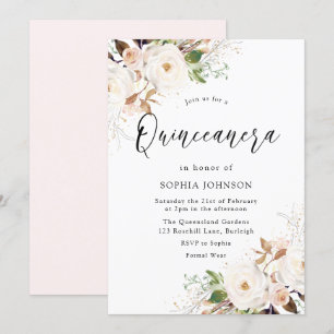 Invitation Blush White Winter Forest Quinceanera Party