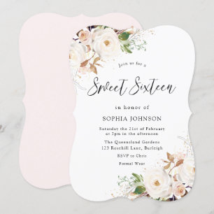 Invitation Blush White Winter Forest Sweet 16 fête d'annivers