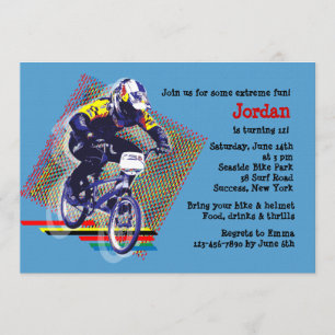 Invitation BMX emballant l'invitation