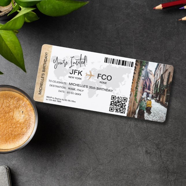 Invitation Boarding Pass Birthday Trip Plane Ticket (plane ticket boarding pass birthday invitation)