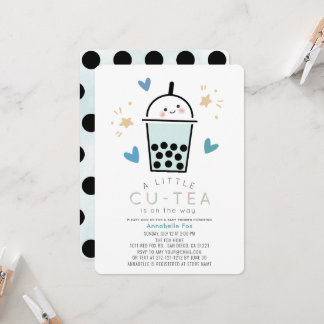 Invitation Boba Bubble Tea Blue Boy Baby Shower