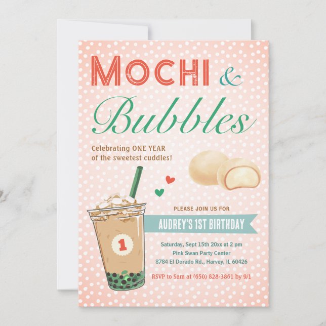 Invitation Boba Bubble Thé Crème de glace Premier Anniversair (Devant)