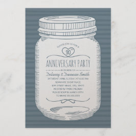 Invitation Bocal en verre bleu poussiéreux 30e anniversaire d