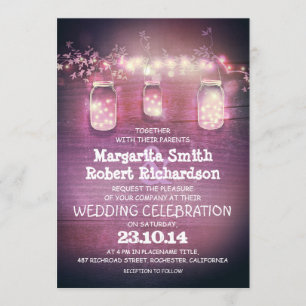 Invitation bocaux de mason rustiques et ampoules les invitati