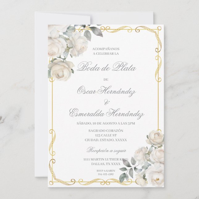 Invitation Boda de plata elegante editable (Devant)