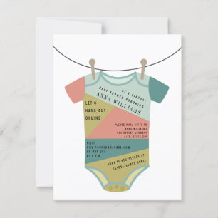 Invitation Bodysuit Color Block Baby shower virtuel par courr