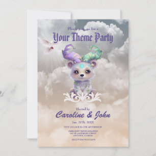 Invitation Boeuf magique en parties scintillant pastel.