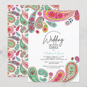 Invitation Bohème Bohème Chic rose Indien Paisley Mariage