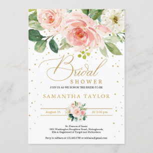Invitation Bohème bohème rousse rose floral et or nuptiale