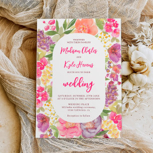 Invitation Bohème brillant arc floral script chic mariage