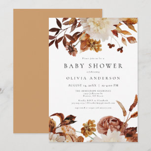 Invitation Bohême Burange Chute Baby shower Floral