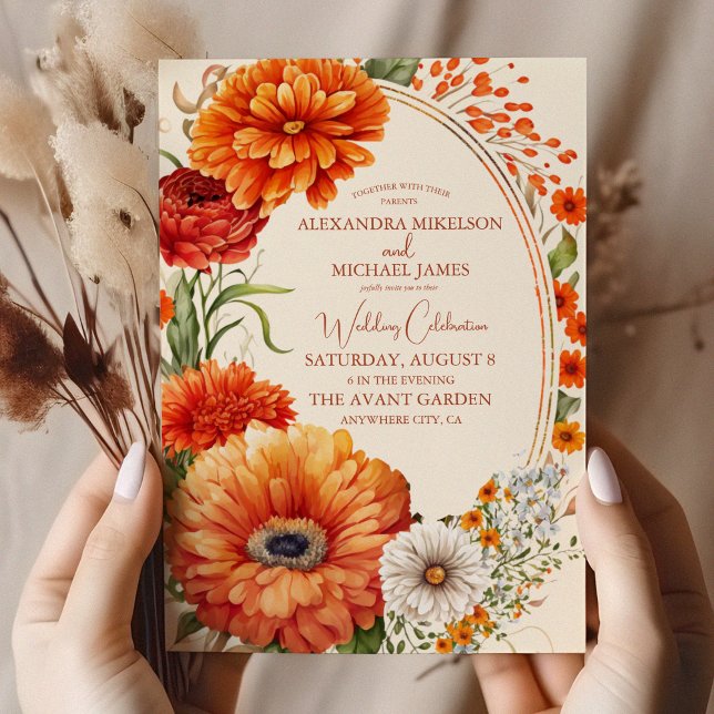 Invitation Bohème Chic Floral Terracotta Mariage (Créateur téléchargé)