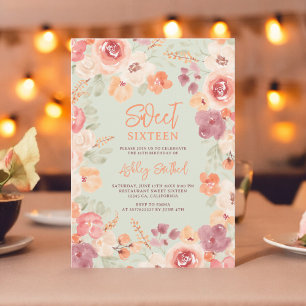 Invitation Bohème chic orange peinture automne 16 ans