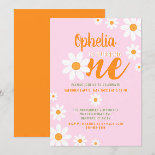 Invitation Bohême Daisy Baby 1er Anniversaire fête mignonne r