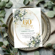 Invitation Bohème Feuille Verte pour les 60 ans