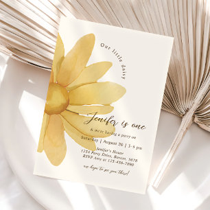 Invitation Bohème Jaune Daisy Floral 1er Anniversaire