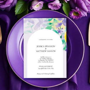Invitation Bohème Lilac Vert Aquarelle Mariage Floral
