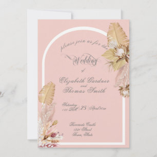 Invitation Bohême Pompas Grass Tropical Feuille Mariage
