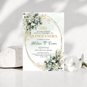 Invitation Bohème pour Quinceañera de couleur vert