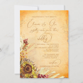 Invitation Bohème rustique 2 Mariage de tournesol