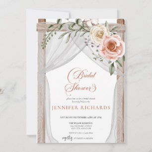 Invitation Bohème Rustique   Fête de Mariage Vintage Rose