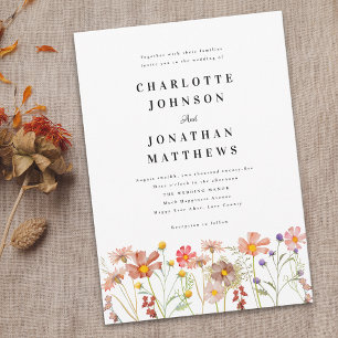 Invitation Bohème Rustique Floral de Fleurs Sauvages