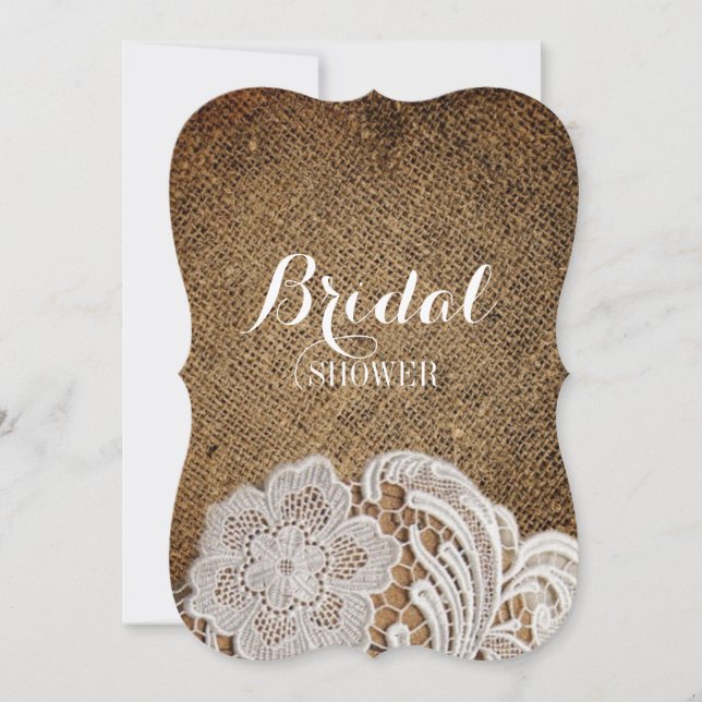 Invitation bohème rustique pays occidental burlap et dentelle (Devant)