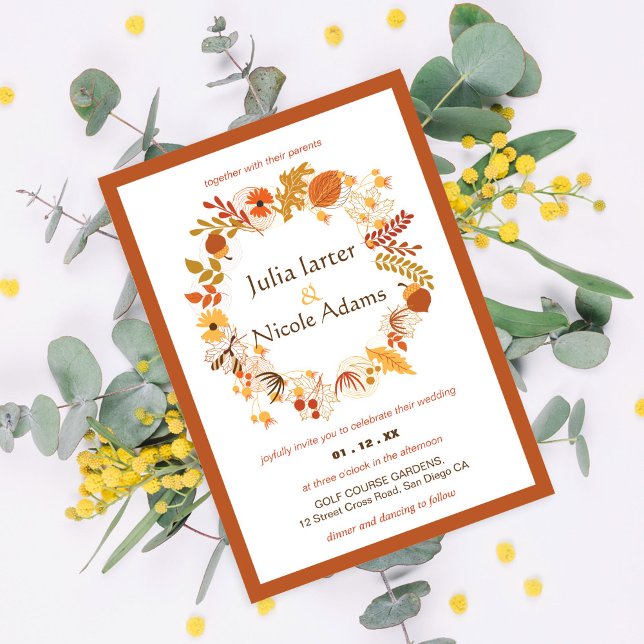 Invitation Bohème séché Rustique Floral Mariage de automne d' (Créateur téléchargé)