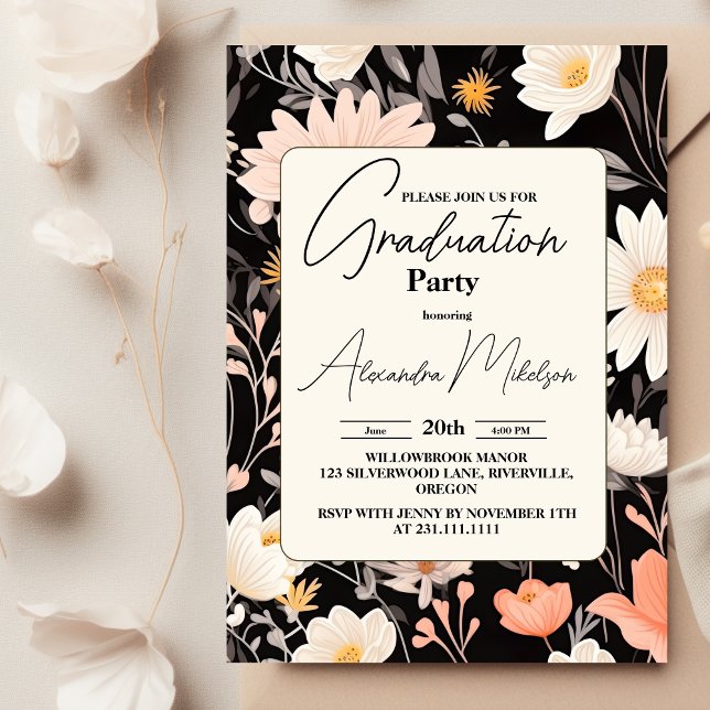Invitation bohème Spring Floral Graduation Party (Créateur téléchargé)