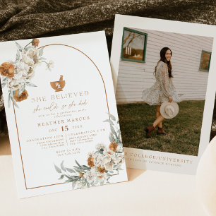 Invitation BOHEME Terracotta Floral Boho Pharmacy Graduation