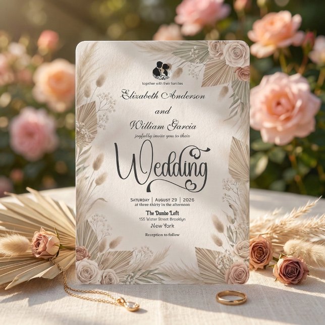 Invitation Bohemian Cream Chic Floral Rustic Wedding (Créateur téléchargé)