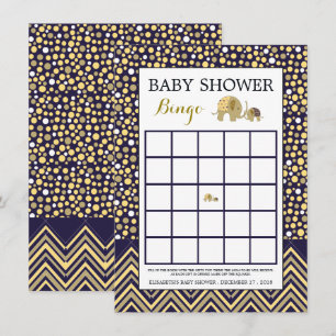 Invitation Bohemian Elephant et Chevron Baby shower Bingo