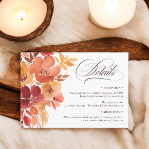 Invitation Bohemian Fall Floral chic détails mariage