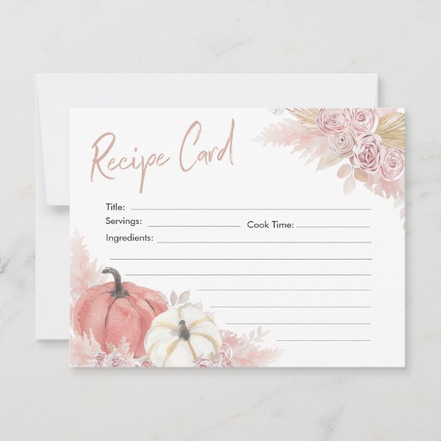 Invitation Bohemian Fall in Love Citrouille Recette Card (Devant)