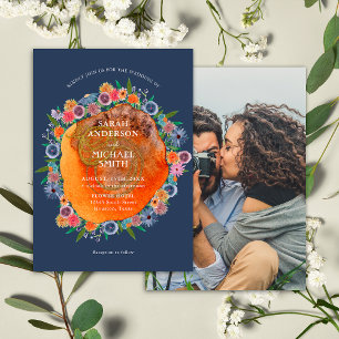 Invitation Bohemian Garden Blue Boho Fleur sauvage Photo Mari