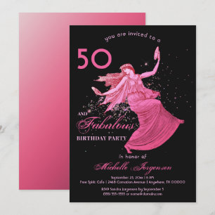 Invitation Boho 50e anniversaire Femme Pink Dancer Parties sc