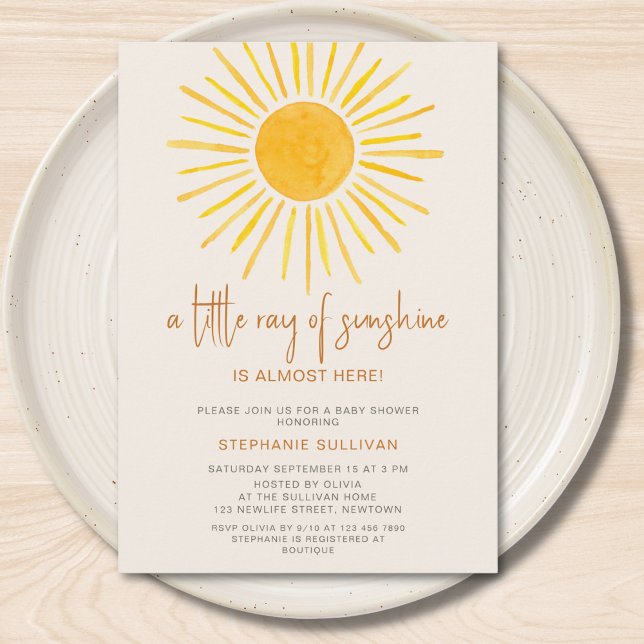 Invitation Boho A Little Ray of Sunshine Baby Shower (Créateur téléchargé)