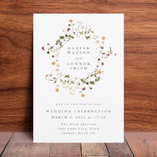 Invitation Boho Abondance Fleur sauvage séché Mariage Pampas