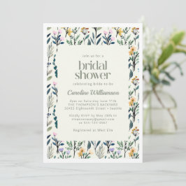 Invitation Boho Aesthétique Aquarelle Fleur sauvage Fête des