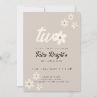 Invitation Boho Anniversaire Fleur de Marguerite N