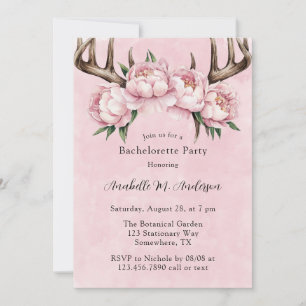Invitation Boho Antler et Pink Peonies