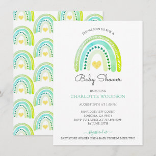 Invitation Boho Aquarelle arc-en-ciel Baby Boy Douche