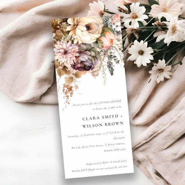 Invitation Boho Aquarelle Automne Floral Bouquet Couple Showe (Créateur téléchargé)