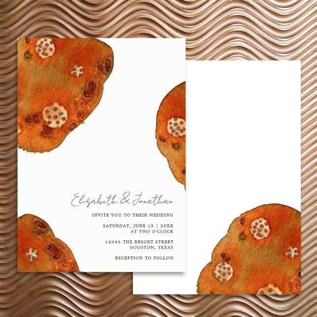 Invitation Boho Aquarelle Burange Mariage simple (Front/Back)