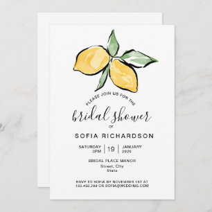 Invitation Boho Aquarelle Citron Citrus Verdure été